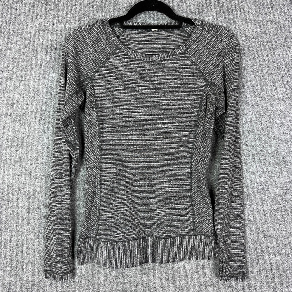 Lululemon Long Sleeve Top Womens Size 6 Gray Black Textured Athleisure